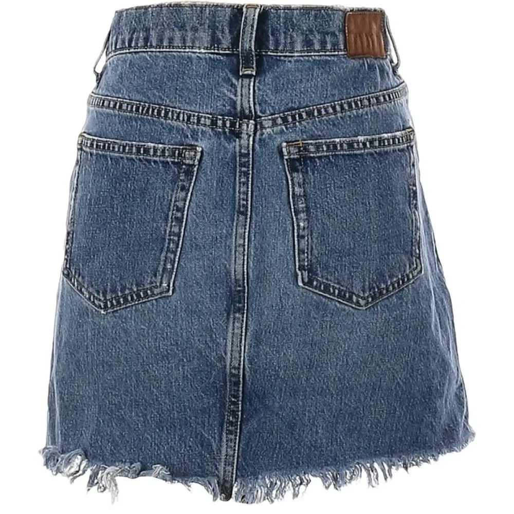 Everlane The Denim Reconstructed Mini Skirt Raw Hem Size 25